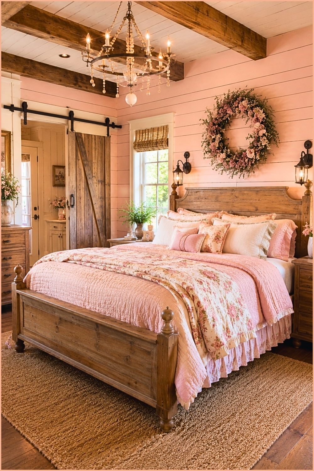 Rustic Farmhouse Blush Bedroom