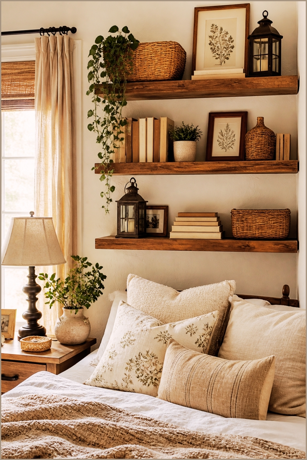 Rustic Floating Shelf Bedroom Decor