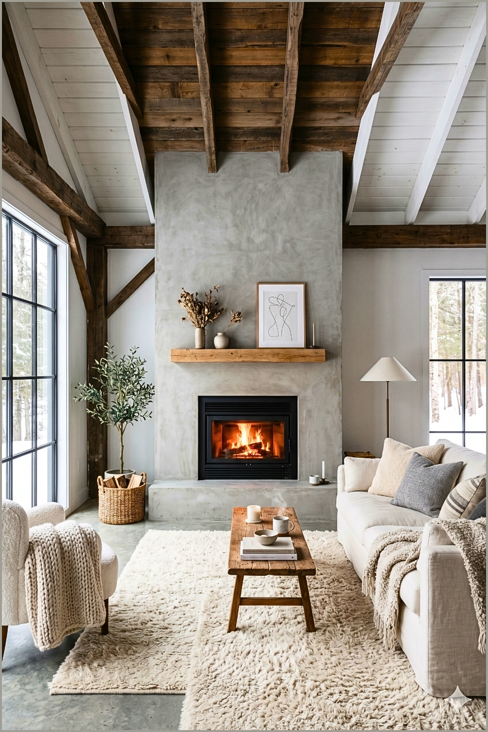 Rustic Minimalist Fireplace Lounge (1)