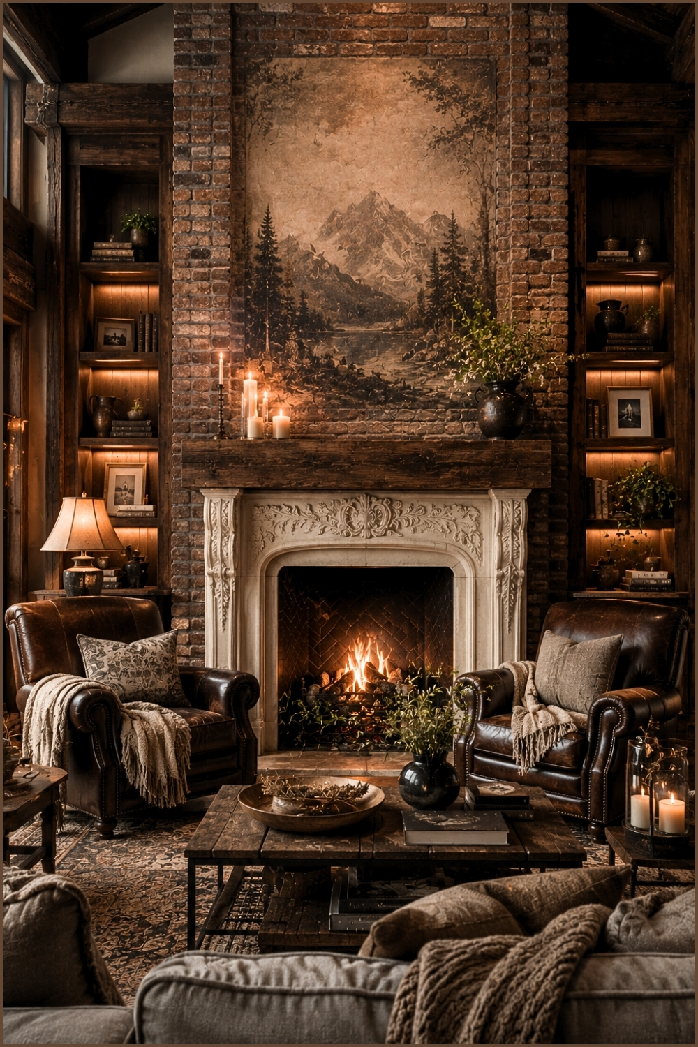 Rustic Mountain Cabin Fireplace