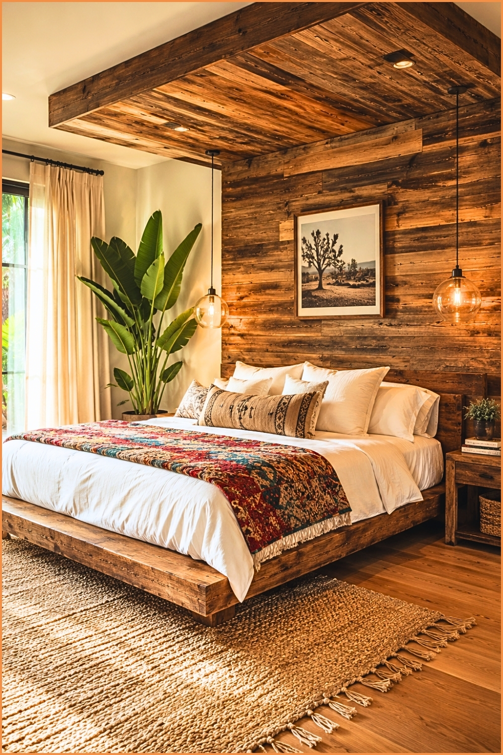 Rustic Nature-Inspired Wooden Bedroom