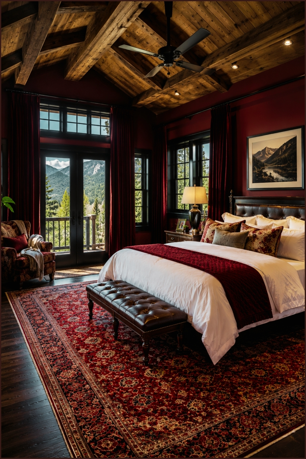 Rustic Red Curtains Bedroom Retreat