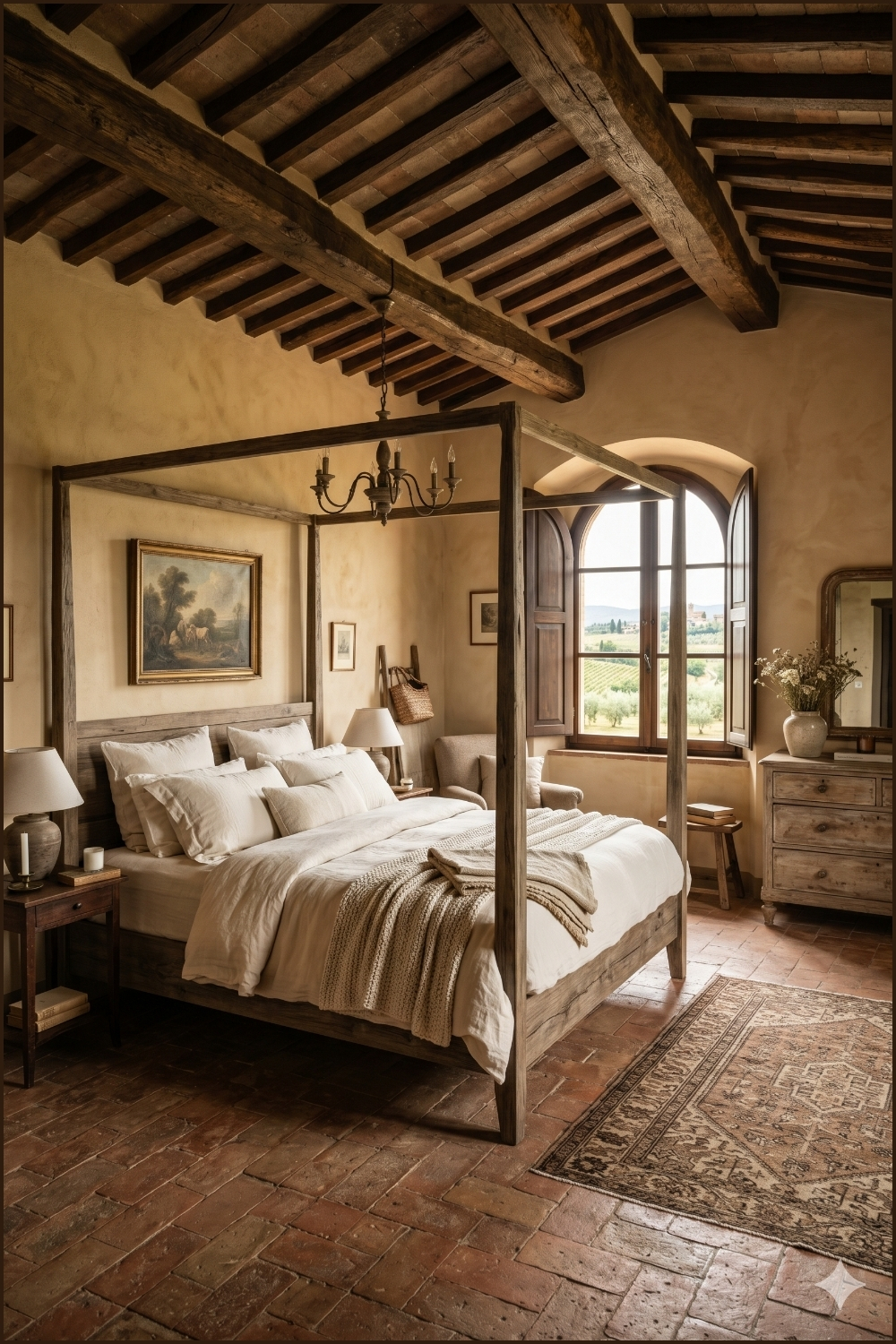 Rustic Tuscan Farmhouse Bedroom