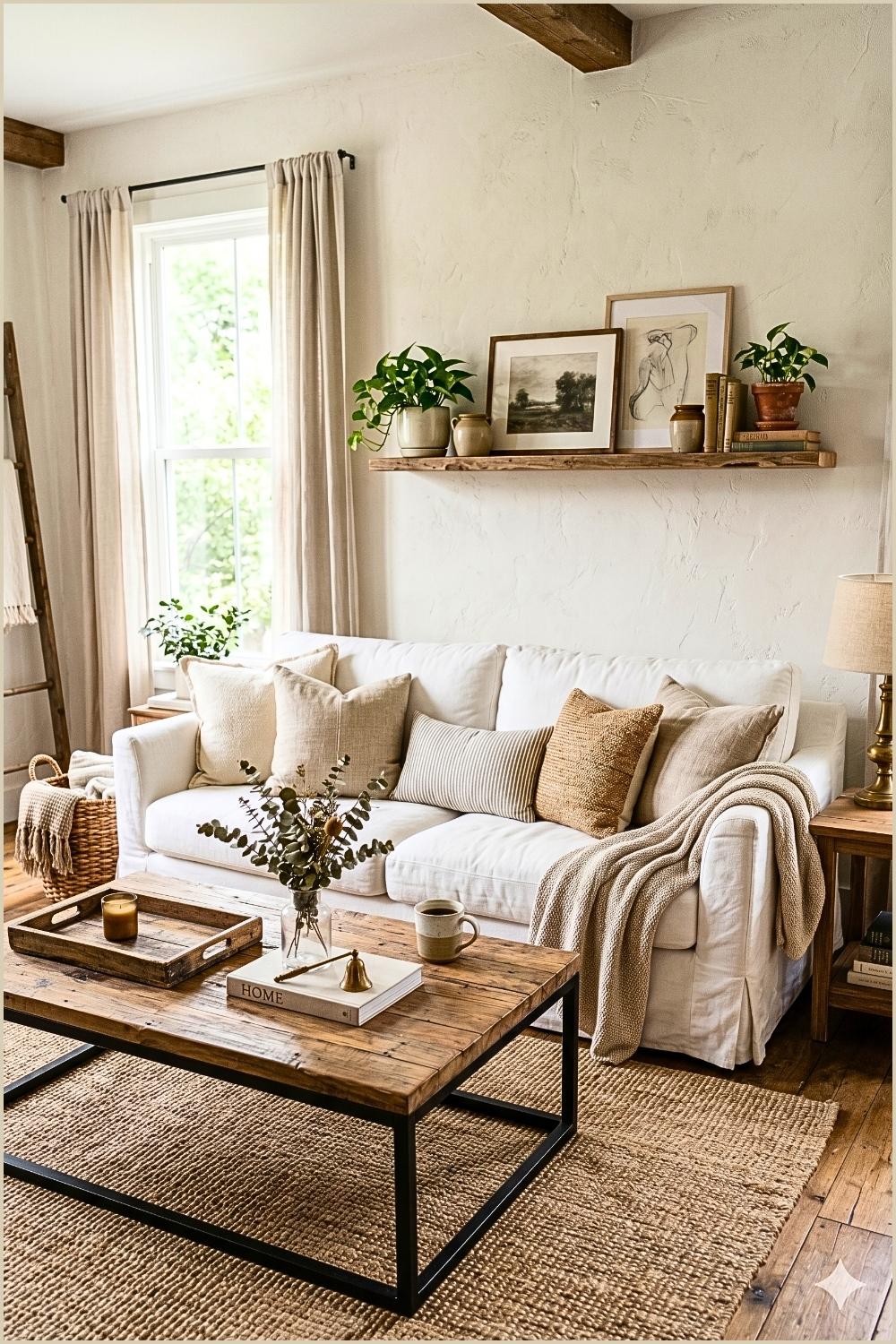 Rustic White Sofa Living Room
