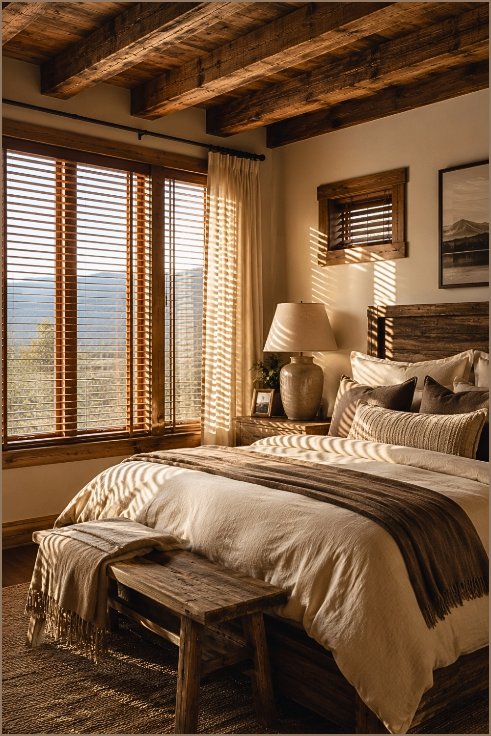 Rustic Wood Beam Bedroom