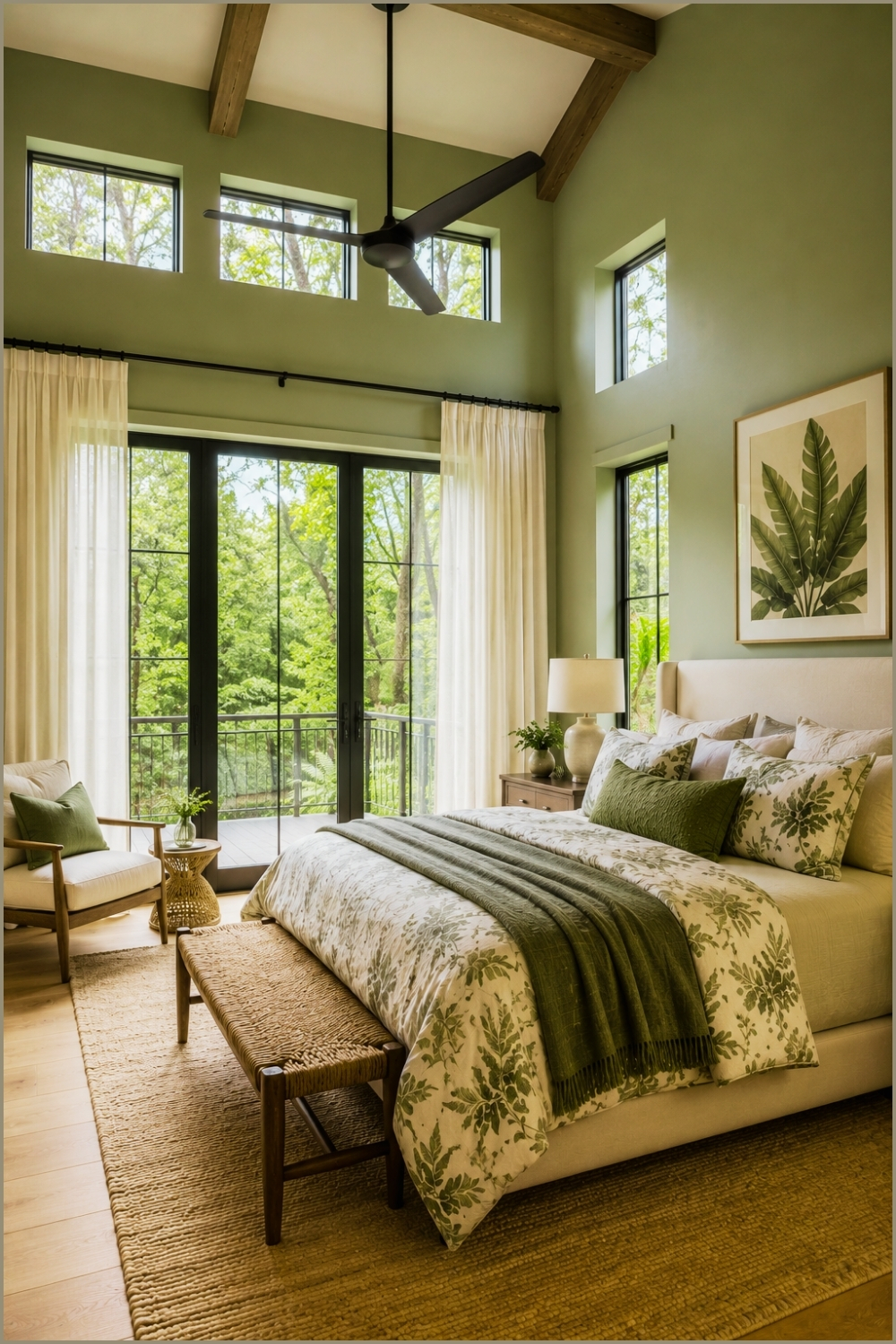 Sage Green Airy Nature Bedroom