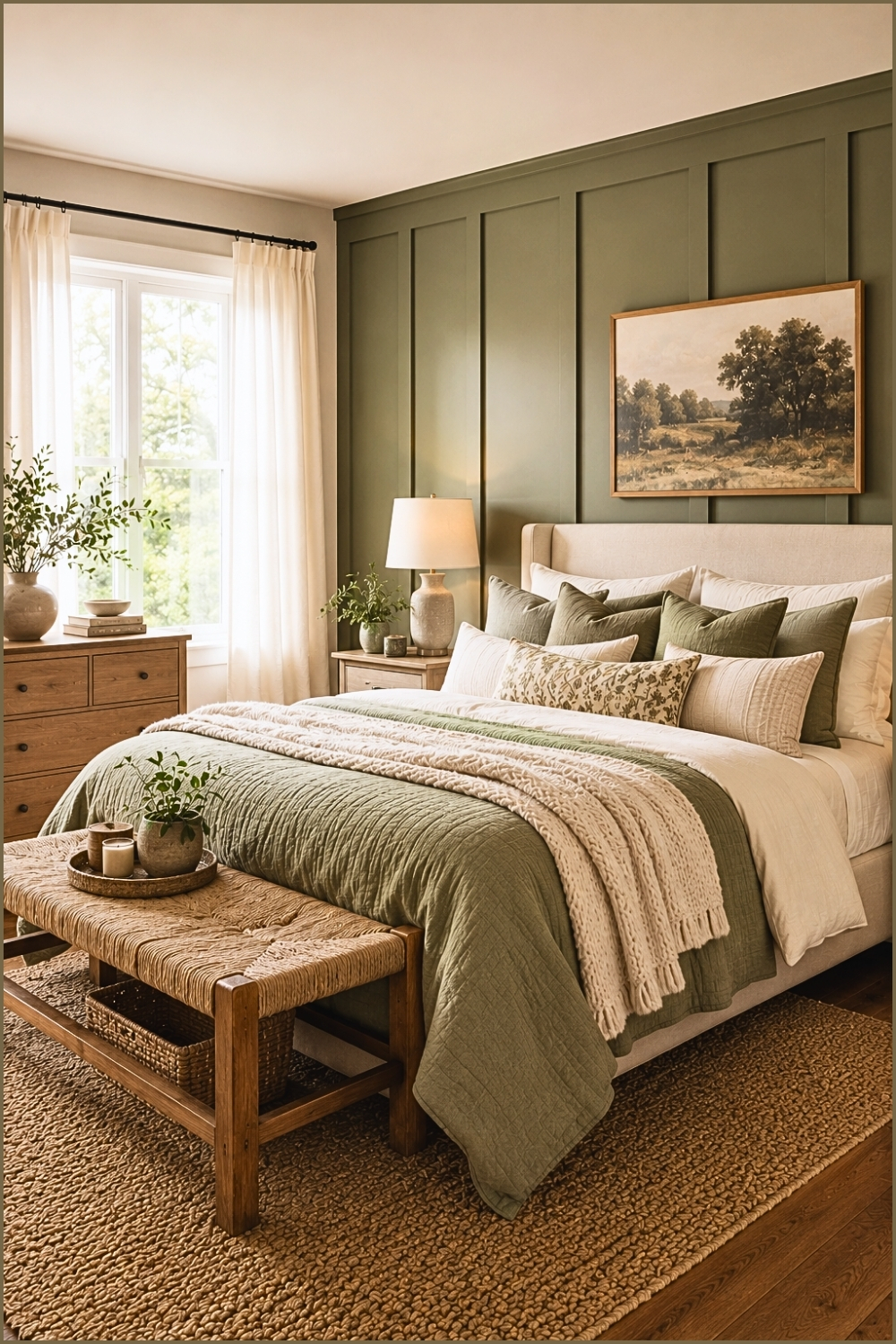 Sage Green Earthy Bedroom