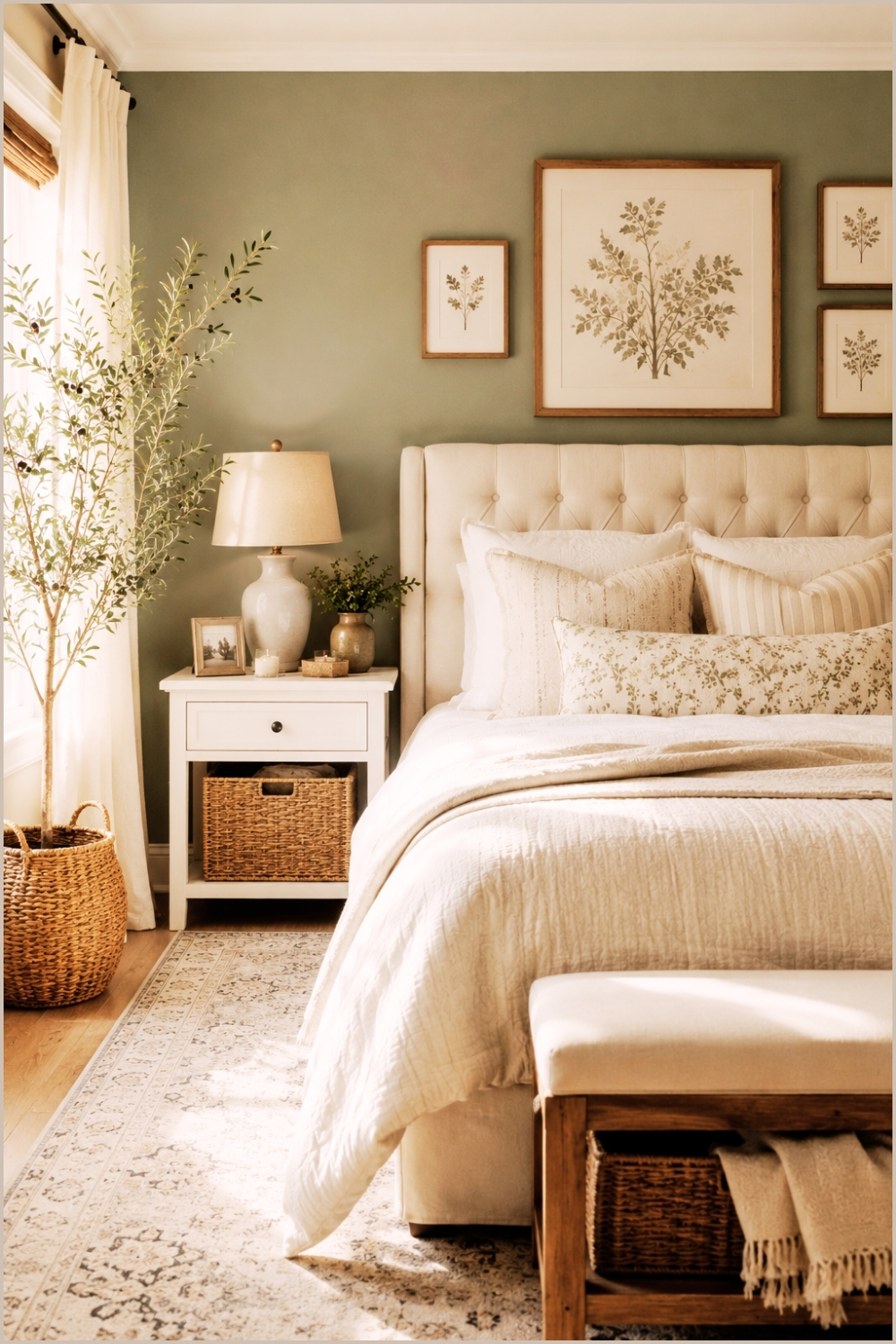 Sage Green Nature-Inspired Bedroom