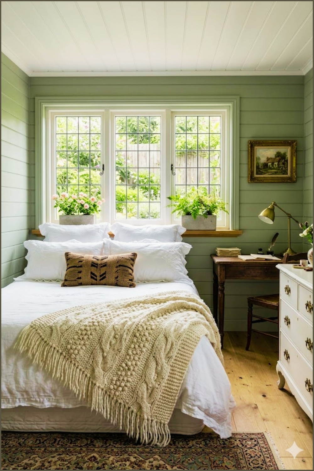 Sage Green Shiplap Bedroom