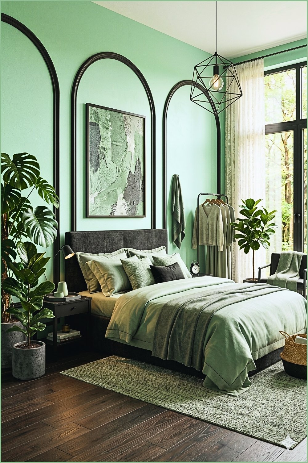 Sage Green and Onyx Bedroom
