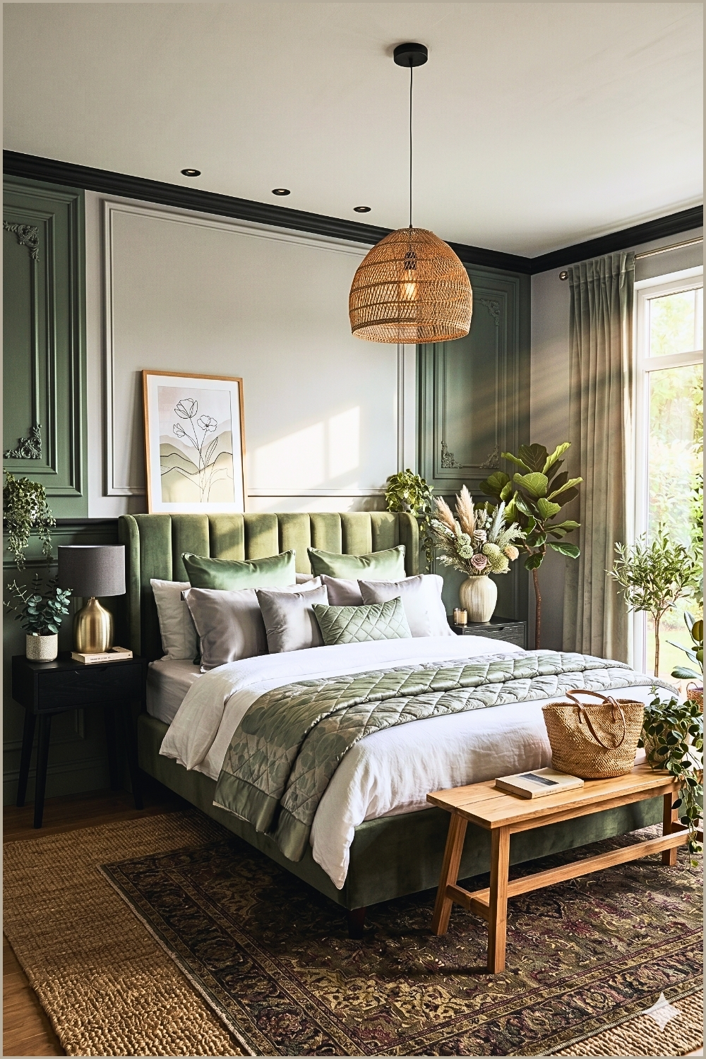 Sage and Gray Contemporary Bedroom