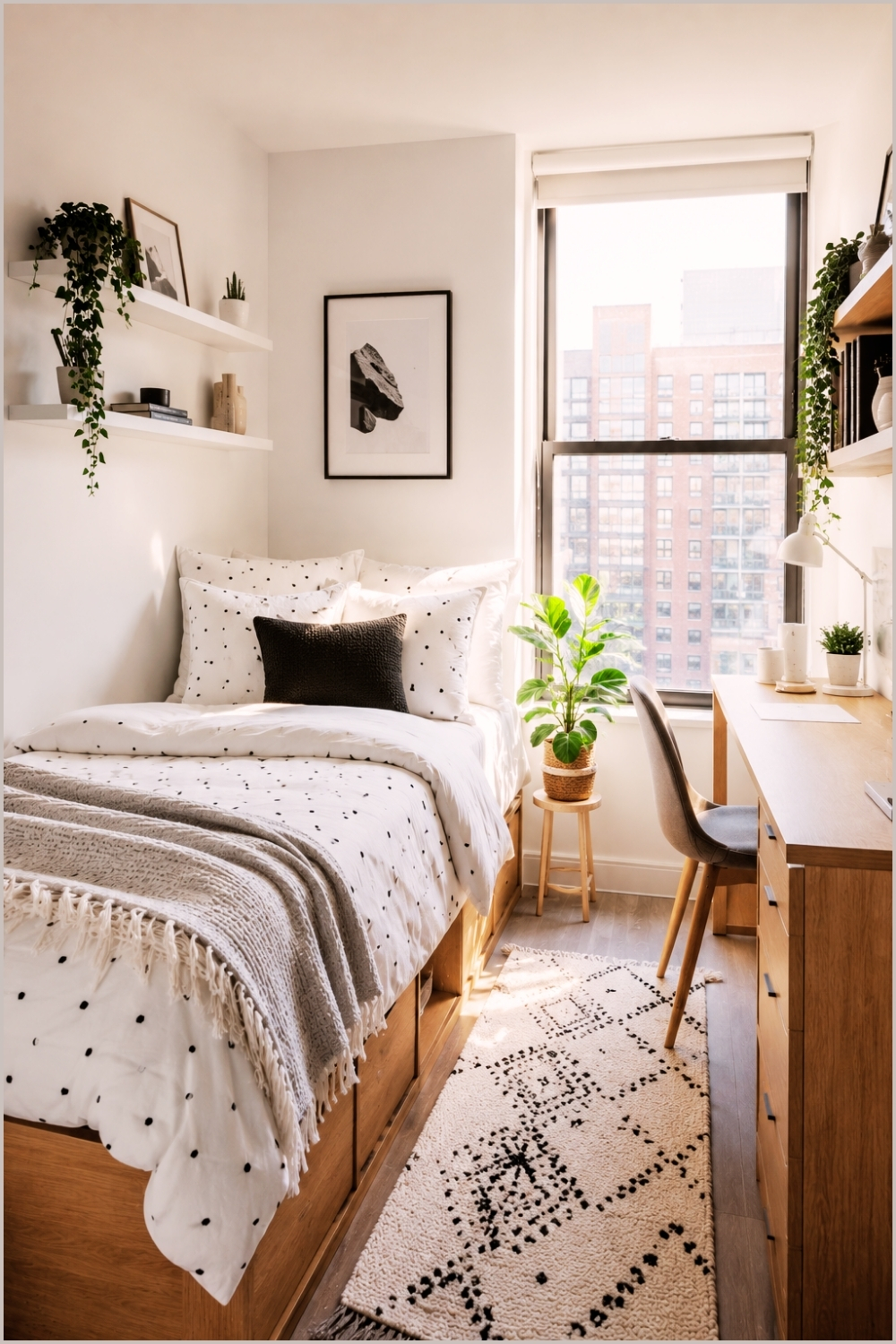 Scandinavian Minimal Dorm Bedroom