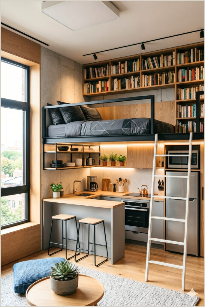 Sleek Modern Industrial Loft and Kitchen