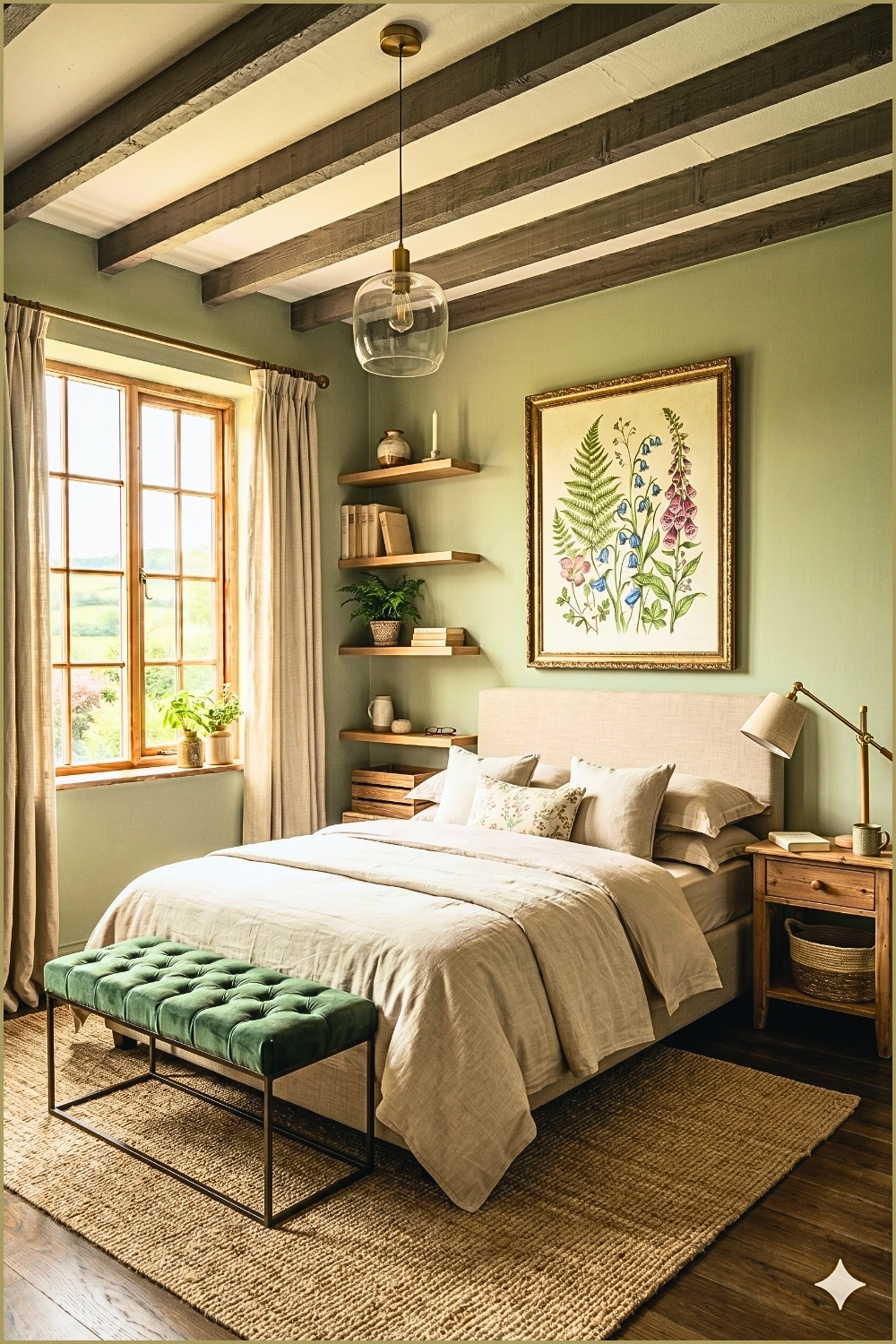 Small Sage Green Reading Nook Bedroom