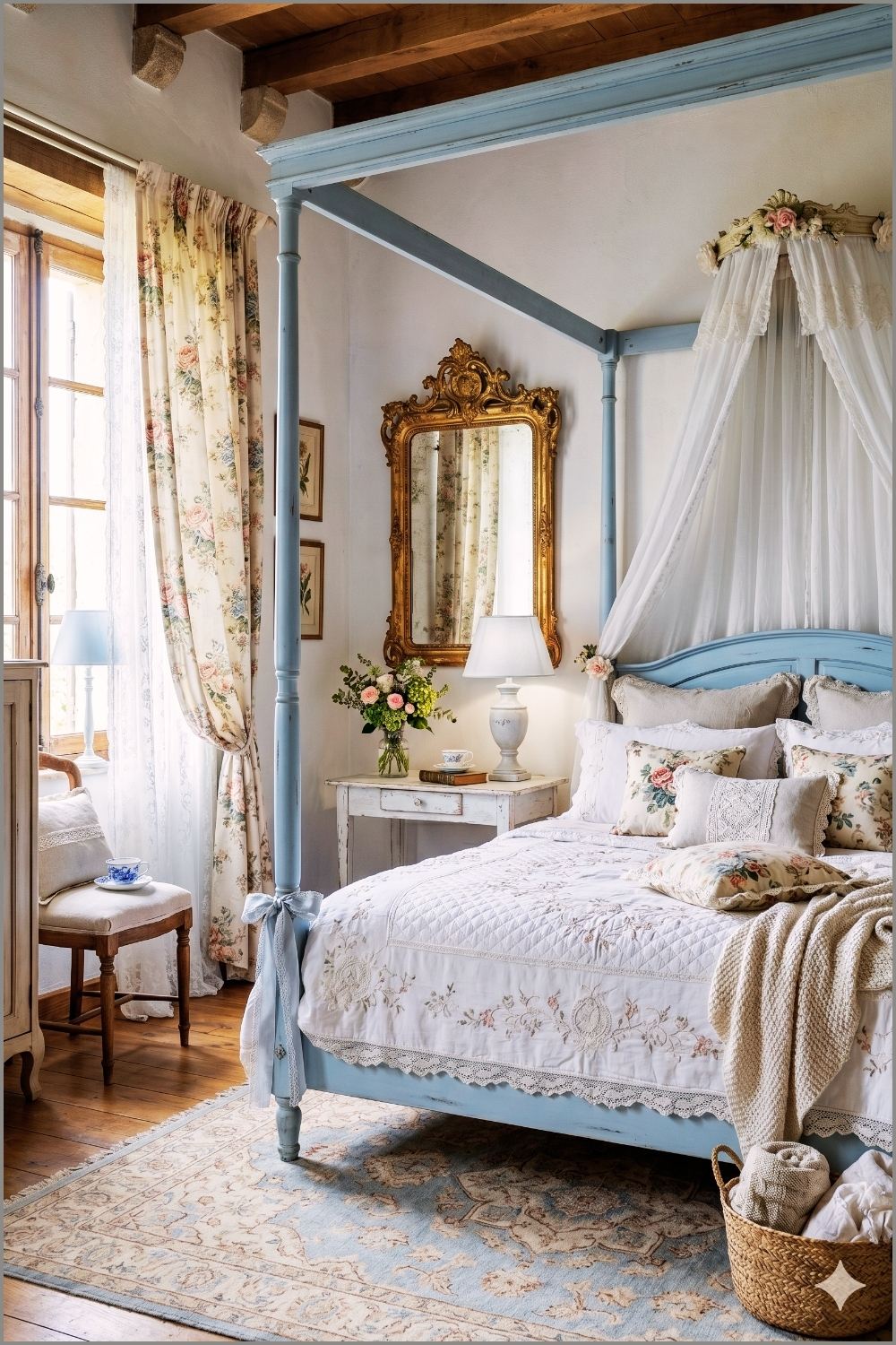 Soft Blue French Cottage Bedroom