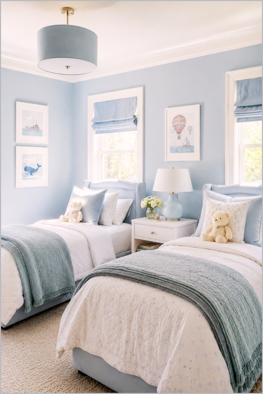 Soft Blue Twin Bedroom for Kids
