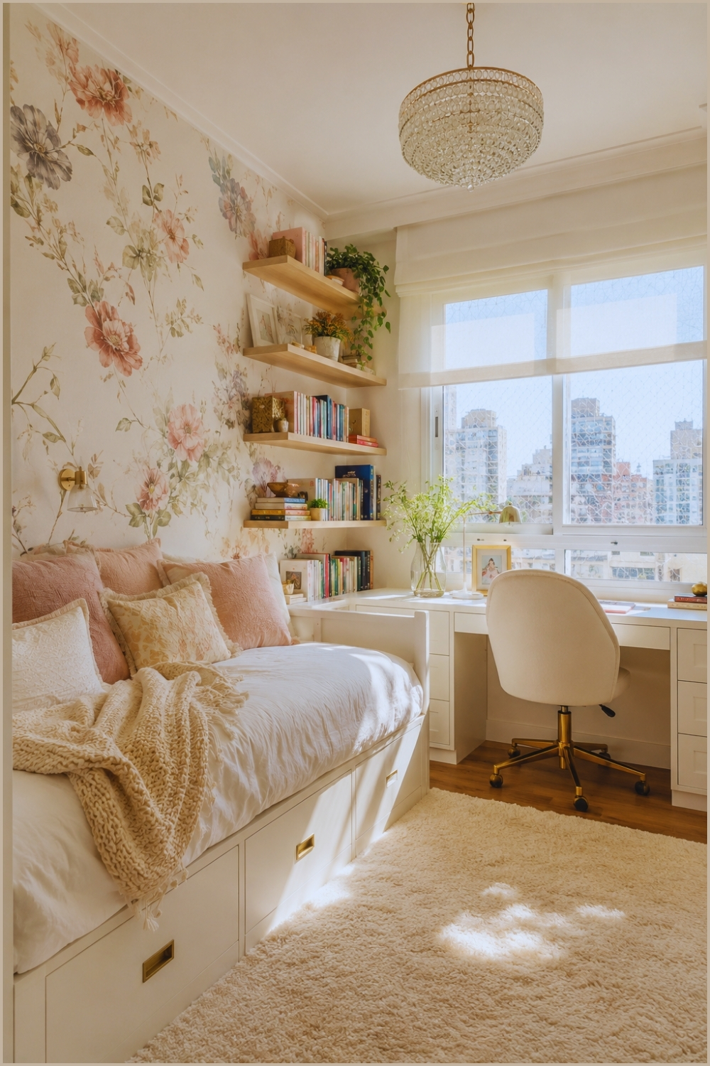 Soft Feminine Study Bedroom