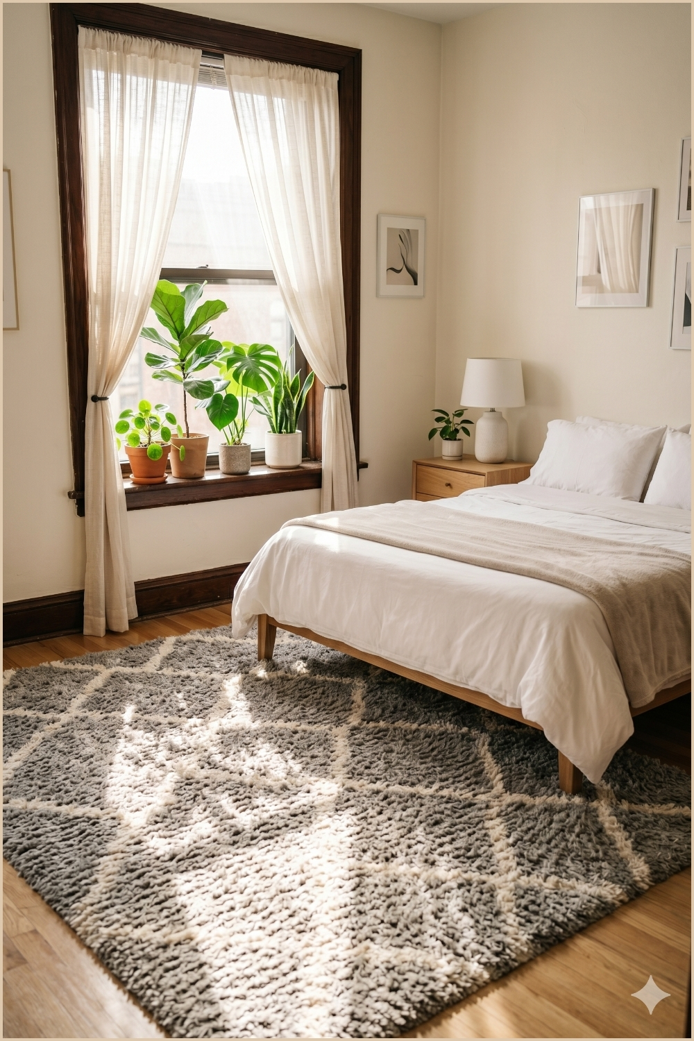 Soft Geometric Plush Bedroom Rug