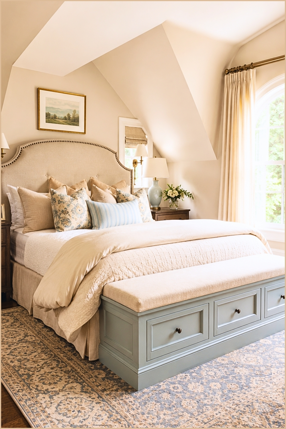 Soft Neutral Bedroom with Storage Bench