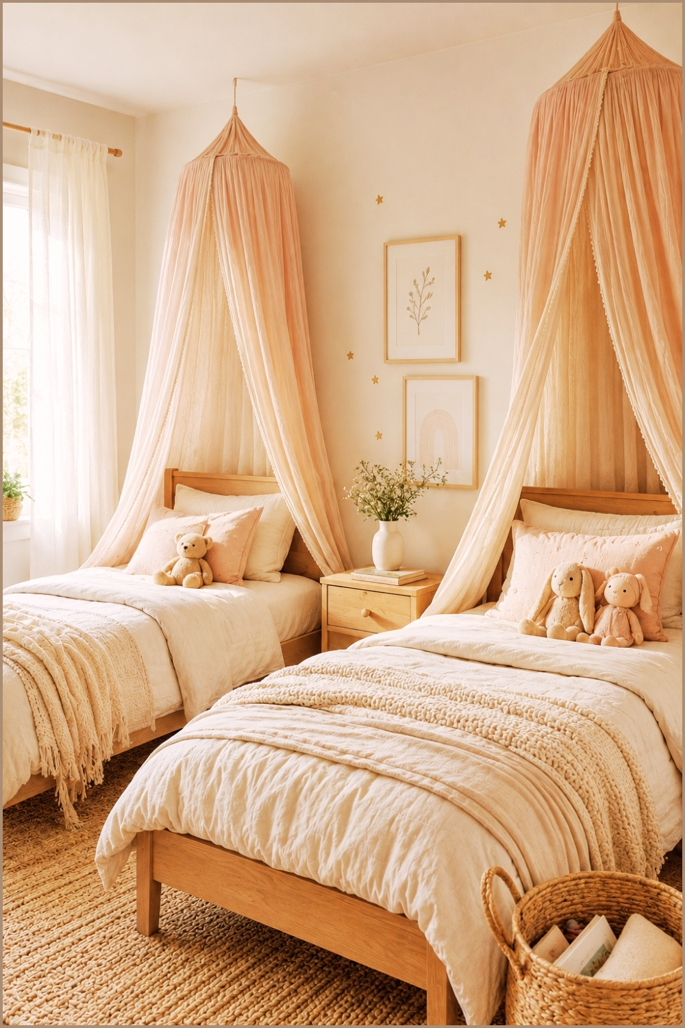 Soft Neutral Canopy Twin Bedroom