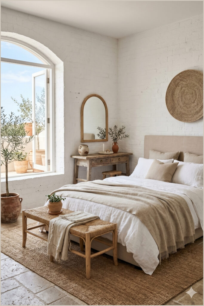 Soft Neutral Mediterranean Bedroom