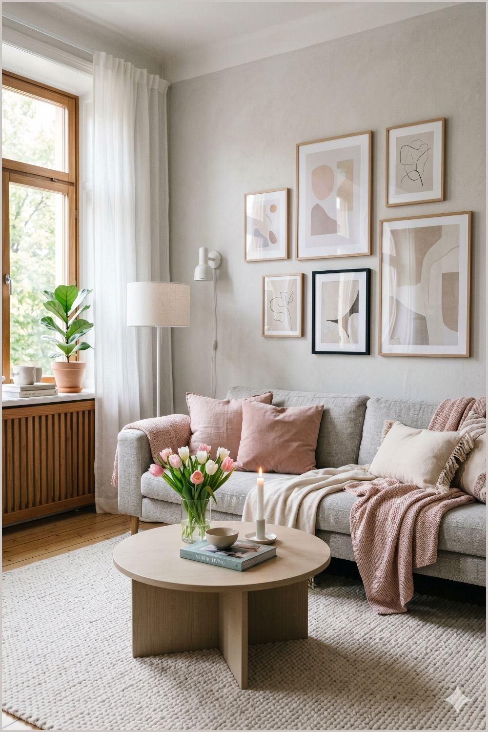 Soft Pastel Scandinavian Living Room
