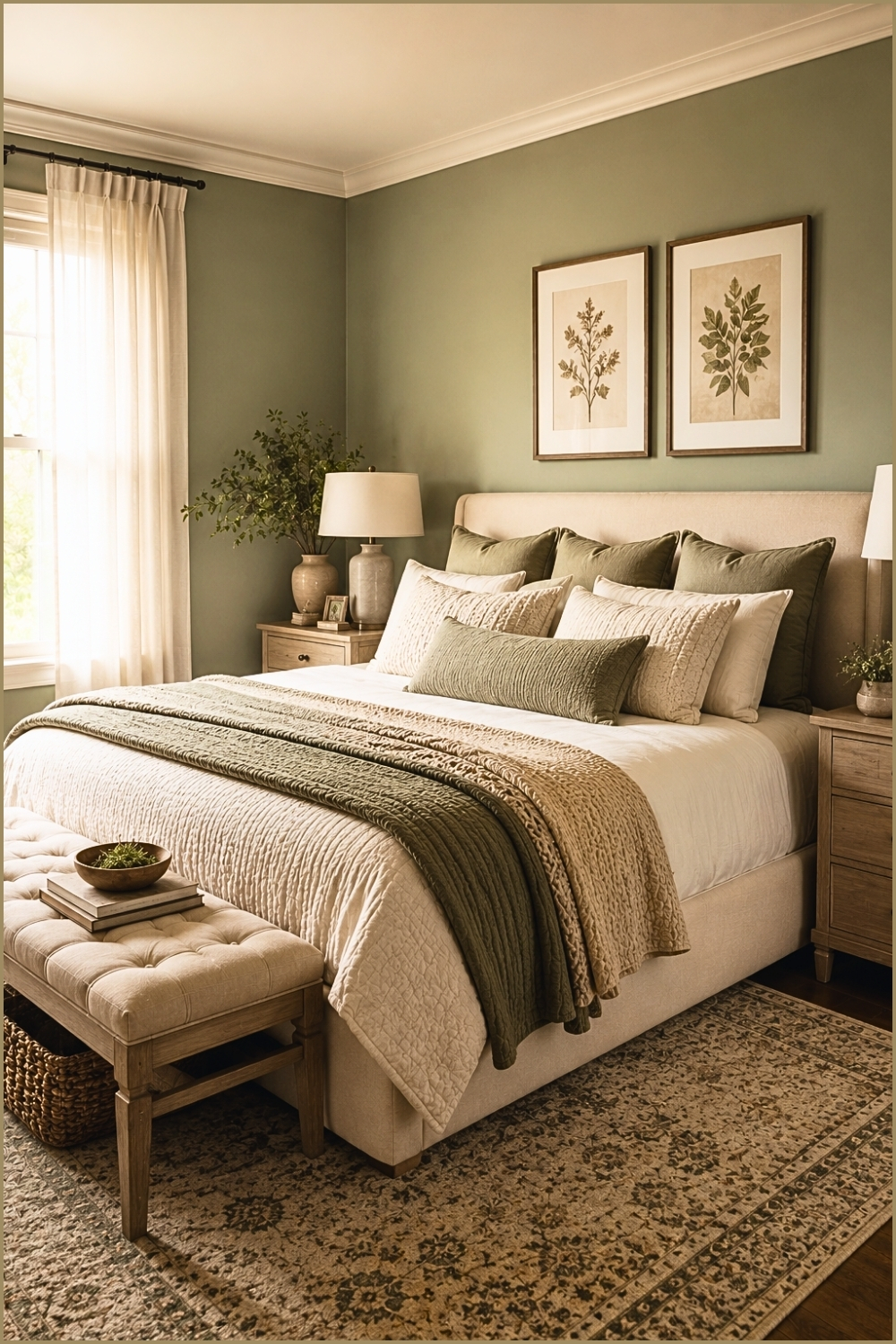 Soft Sage Green Cozy Bedroom
