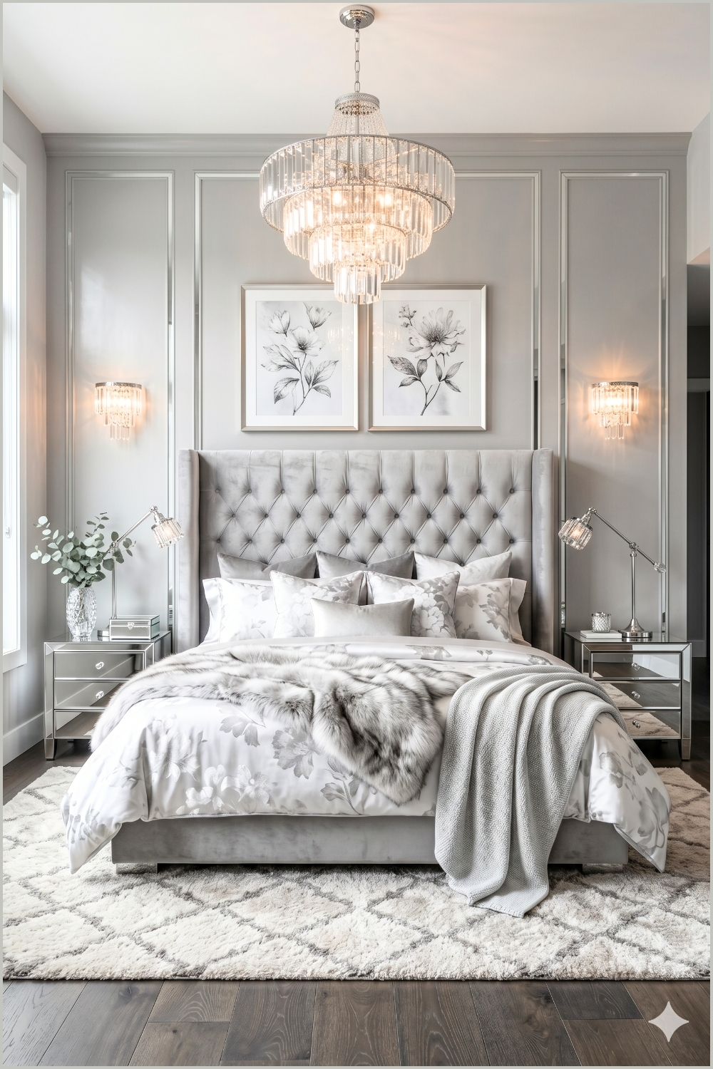 Soft Silver Glam Bedroom