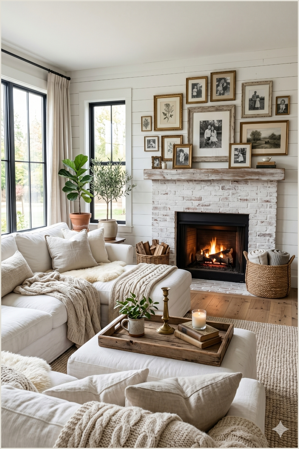 Soft White Cozy Farmhouse Lounge