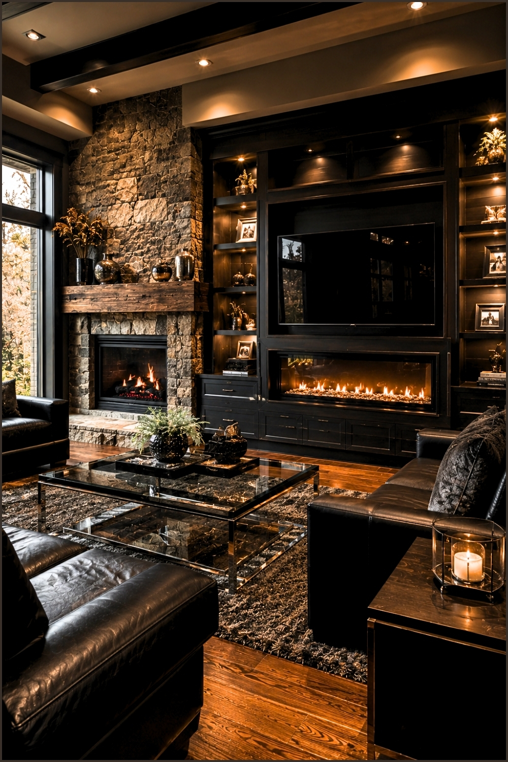 Sophisticated Black Paneled Gallery Lounge