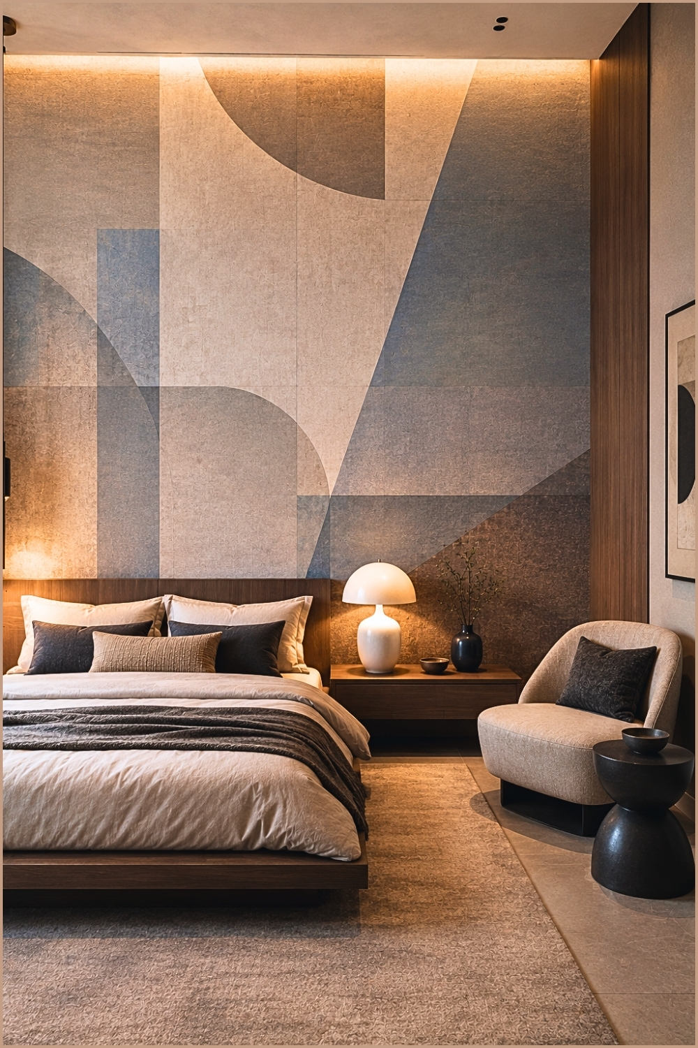 Sophisticated Geometric Wallpaper Bedroom