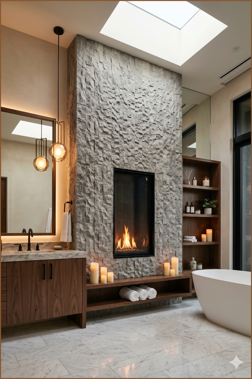 Spa Bathroom Fireplace