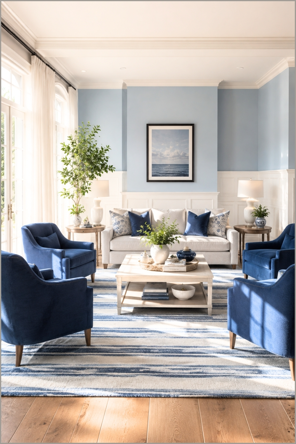 Stormy Gray Walls with Powder Blue Decor