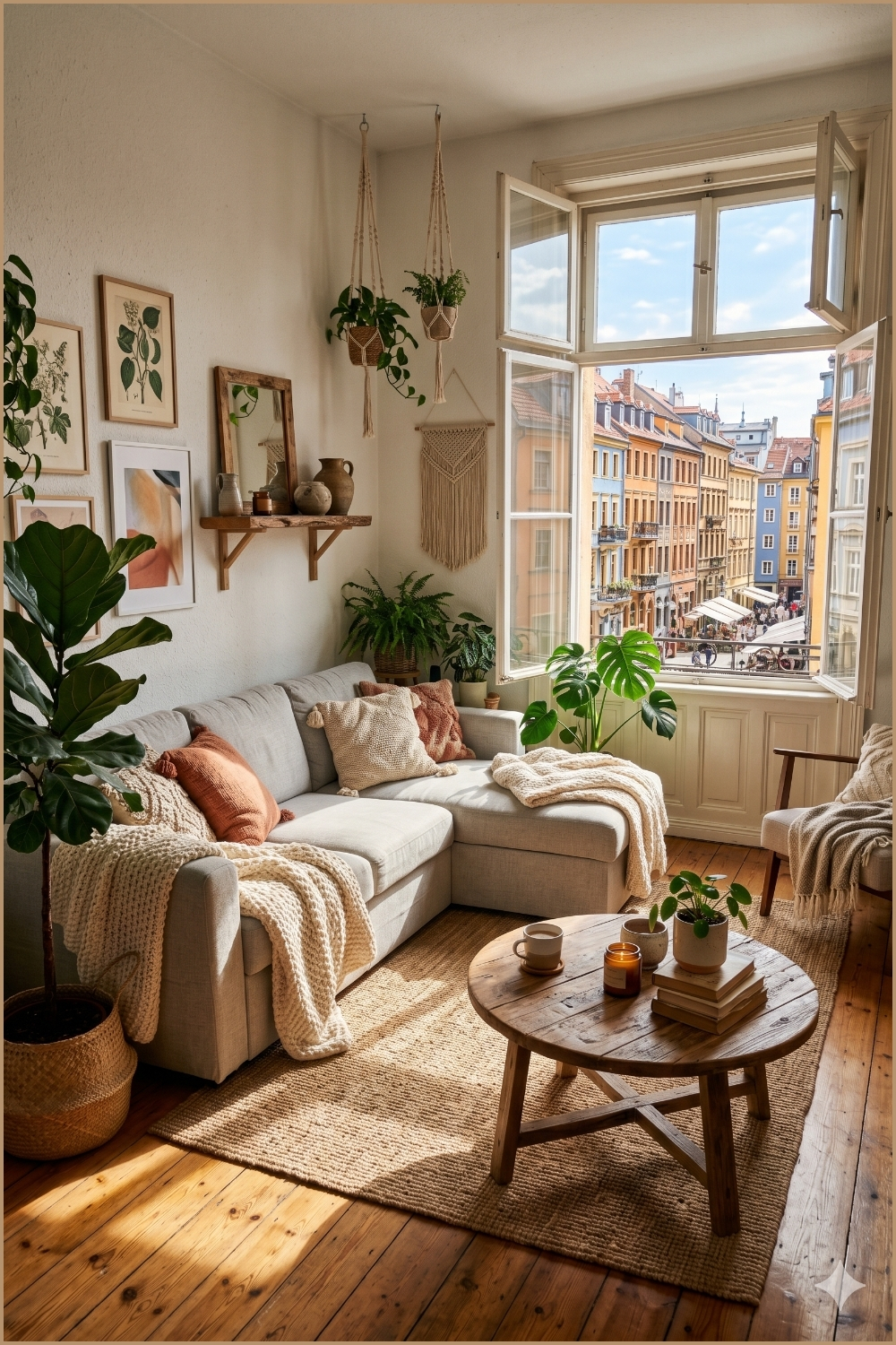 Sunlit Cozy Boho Living Room