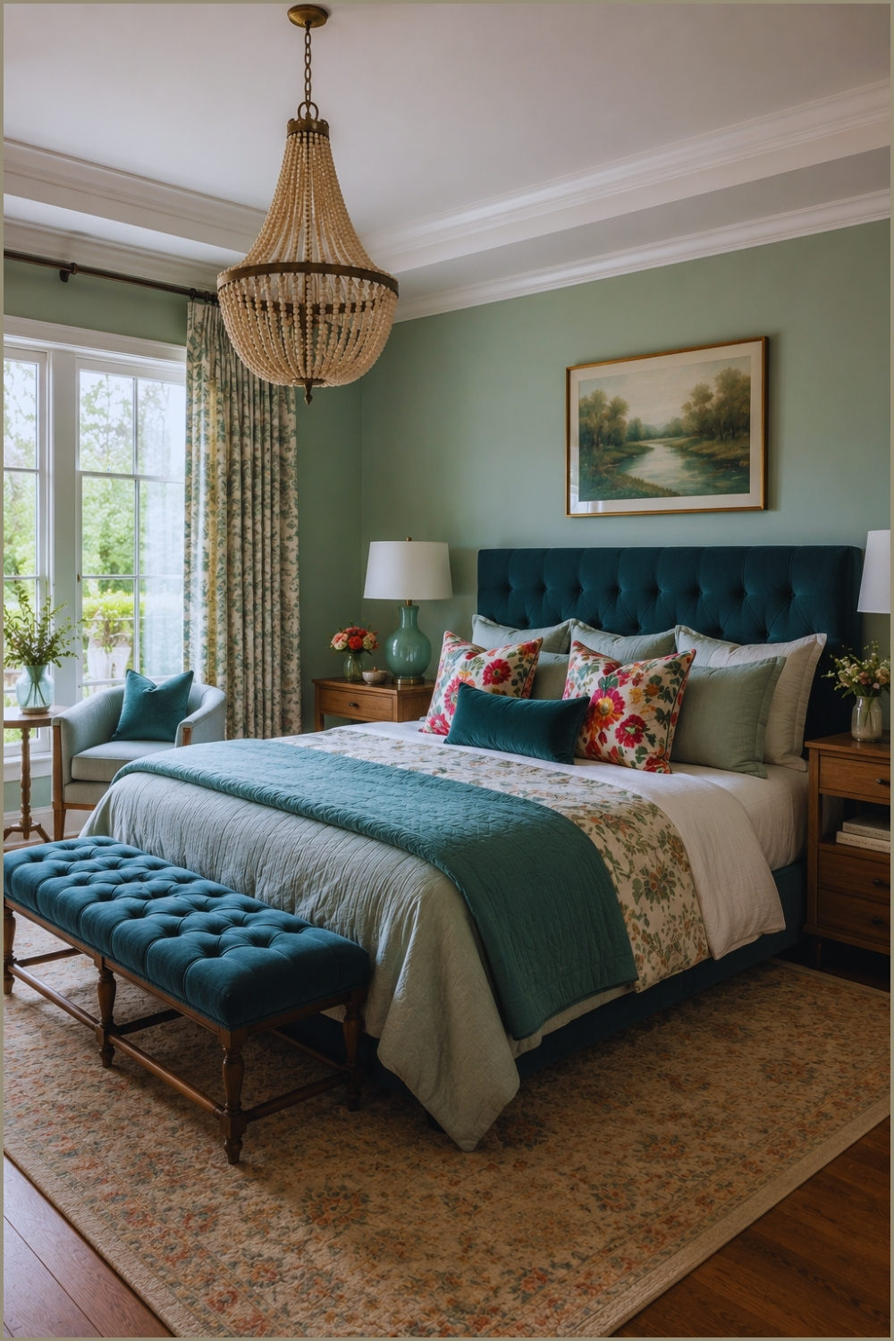 Teal Accent Classic Bedroom