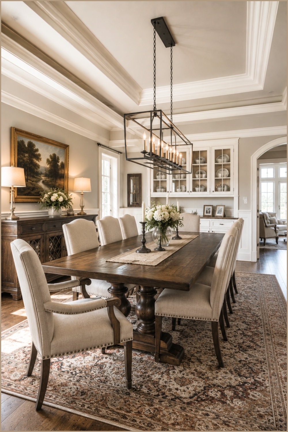 Traditional Dining Room With Tray Ceiling (1)