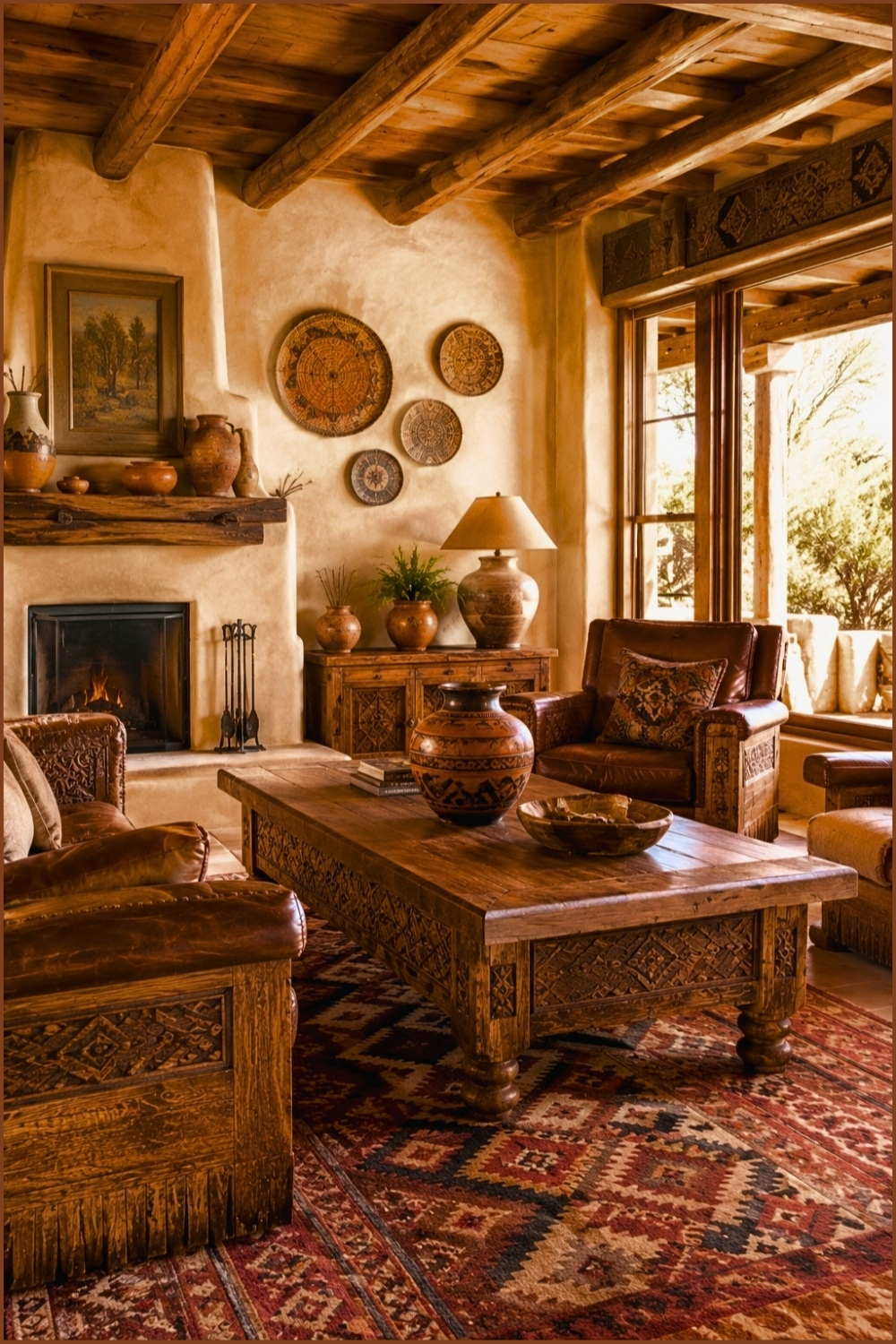 Traditional Southwestern Hacienda Living Room