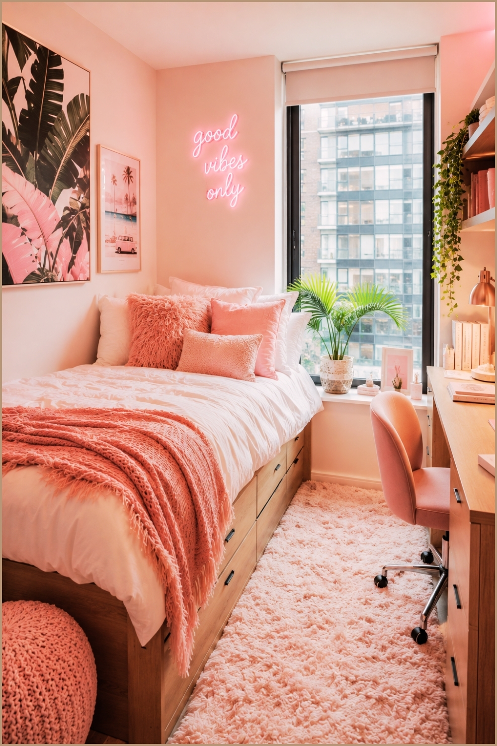 Trendy Pink College Room