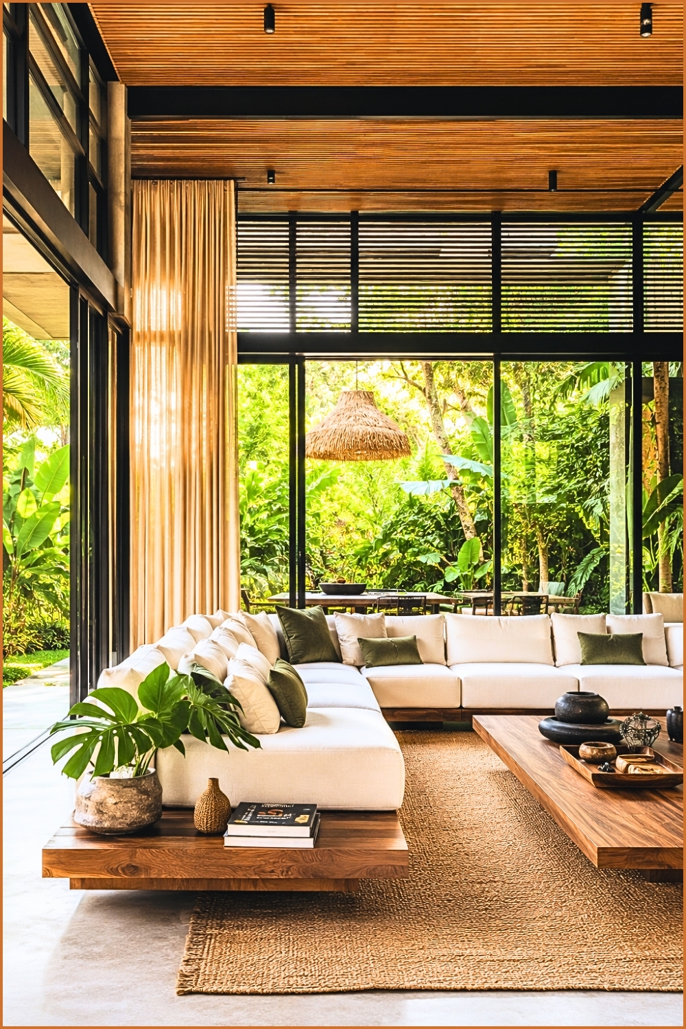 Tropical Indoor-Outdoor Living Room