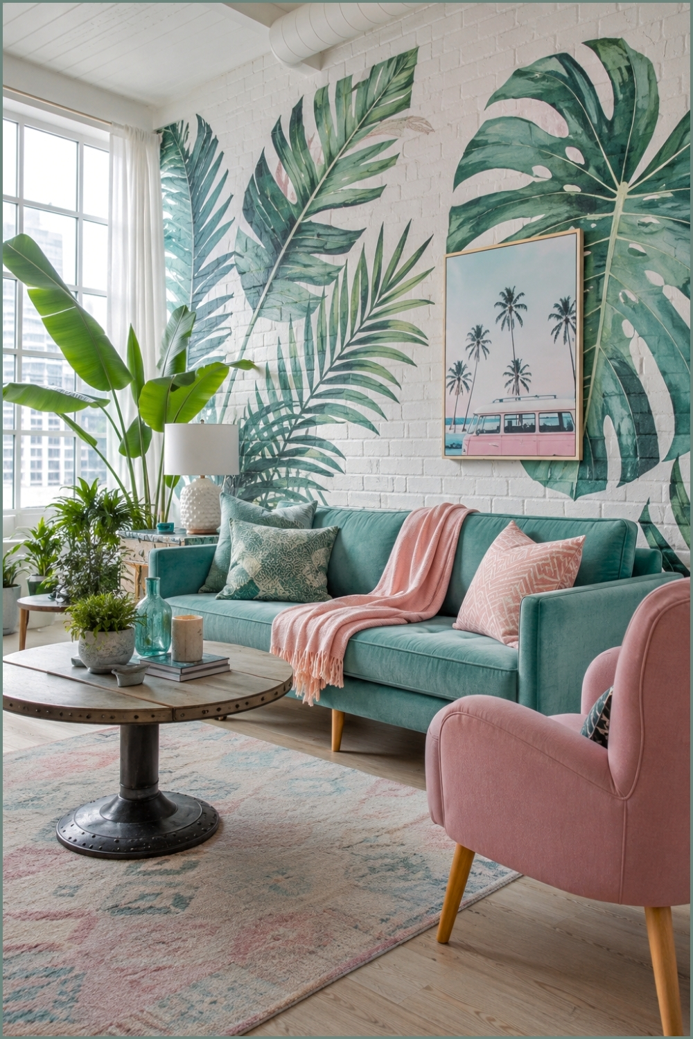 Tropical Pastel Living Room