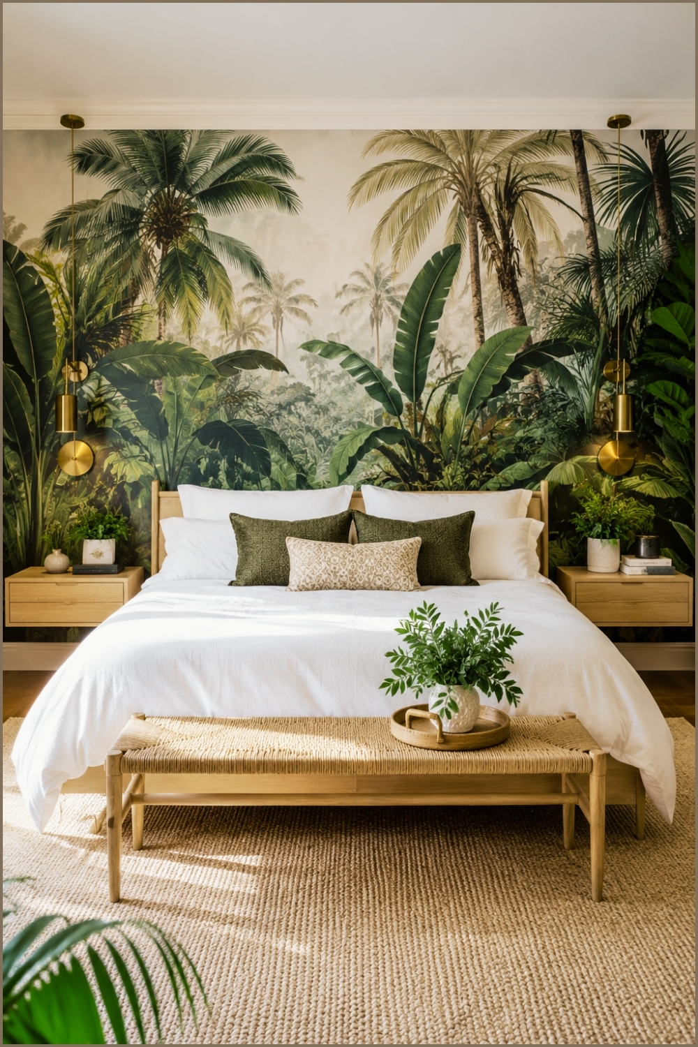 Tropical Wallpaper Accent Bedroom
