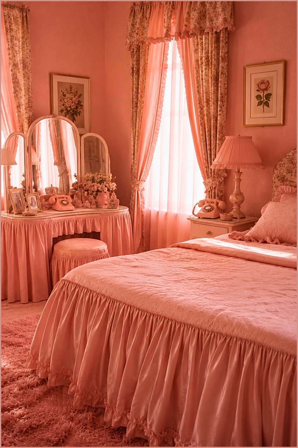Ultra Feminine Vintage Pink Bedroom