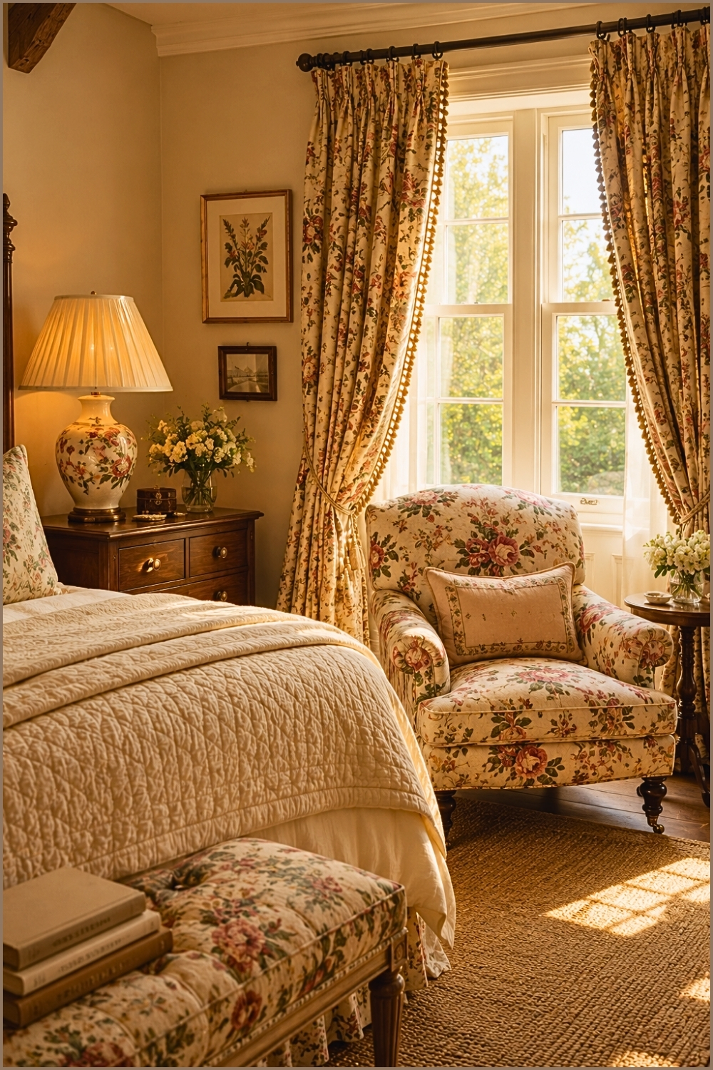 Vintage Floral Cottage Bedroom