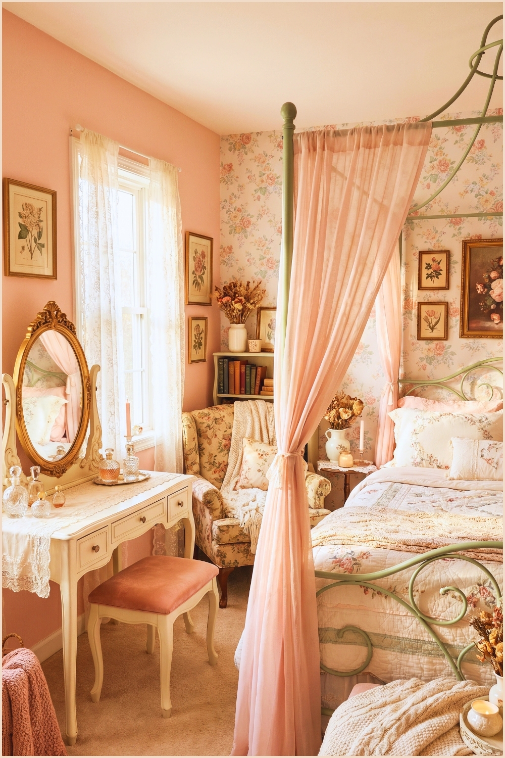 Vintage Floral Pink & Green Haven