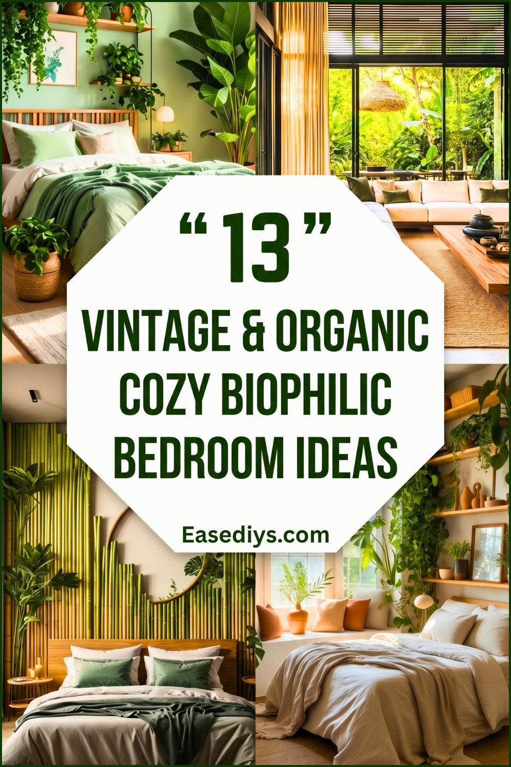 Vintage & Organic Cozy Biophilic Bedroom Ideas