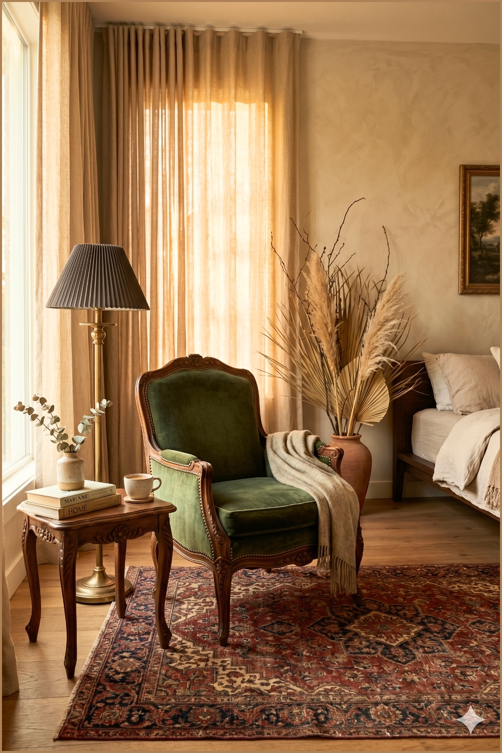 Vintage Persian Rug Reading Corner