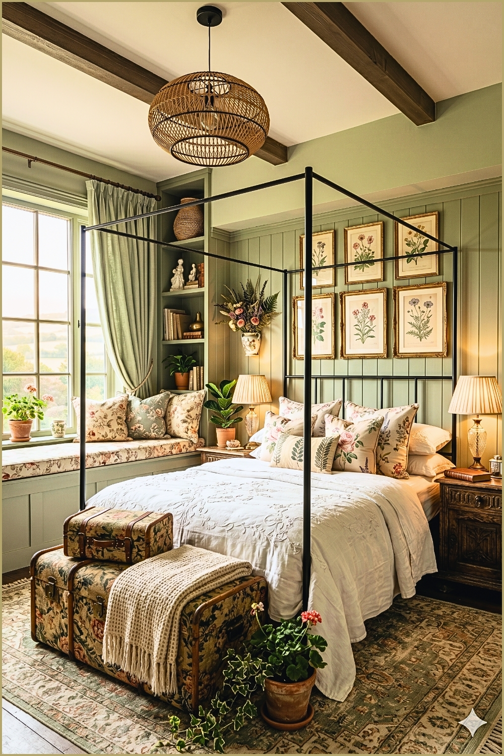 Vintage Sage Cottage Bedroom