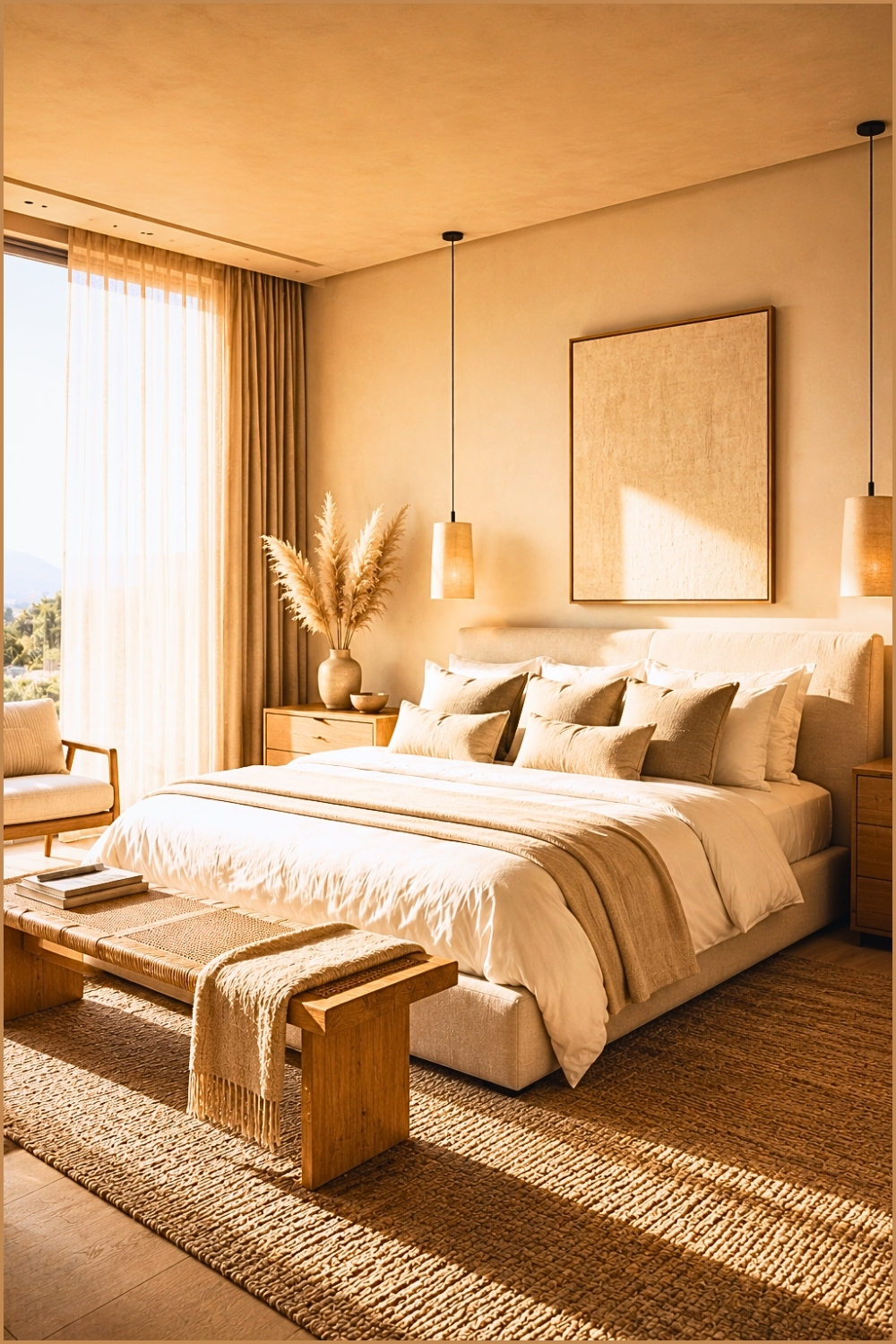 Warm Beige Minimal Bedroom