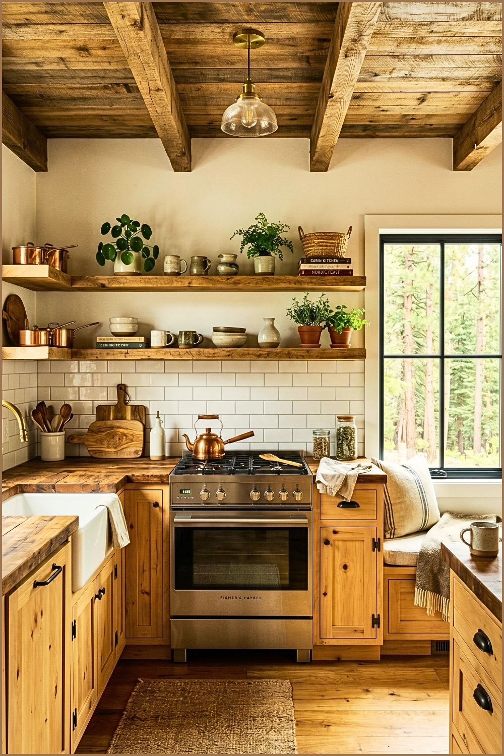 Warm Cabin Style Kitchen Interior