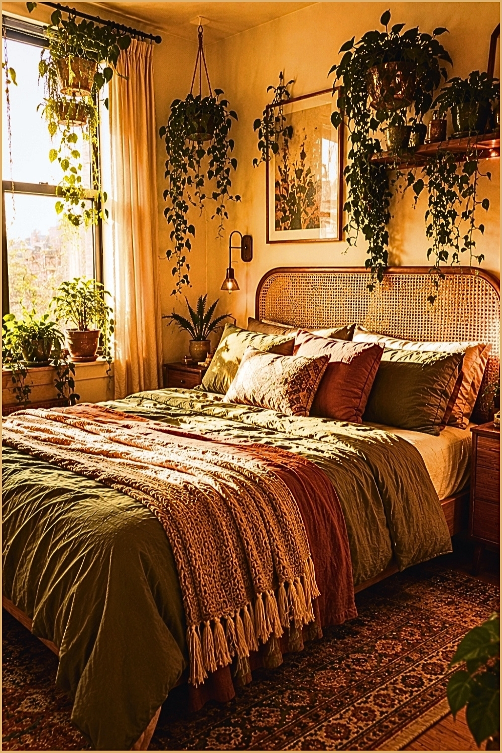 Warm Earthy Plant Bedroom